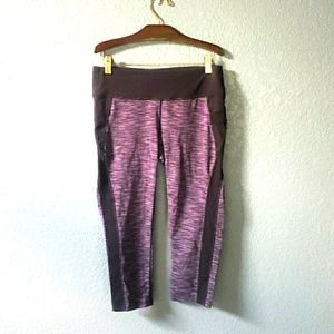 Athleta Purple Heather Striped Tangram Capri